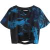 imageAvanova Women Distressed Loose Crop Top Oversized Short Sleeve Ripped Tee ShirtTie Dye Blue