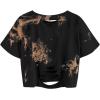 imageAvanova Women Distressed Loose Crop Top Oversized Short Sleeve Ripped Tee ShirtTie Dye Brown