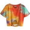 imageAvanova Women Distressed Loose Crop Top Oversized Short Sleeve Ripped Tee ShirtTie Dye Muti
