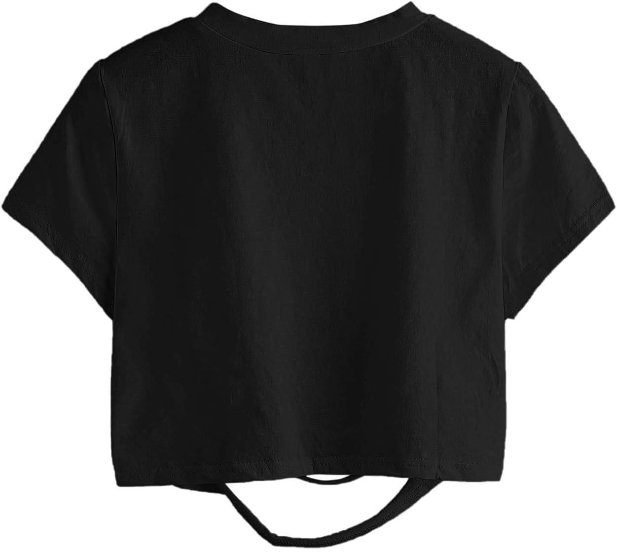 imageAvanova Women Skull Finger Graphic Distressed Tee Shirt Ripped Short Sleeve Crop TopsBlack Ys