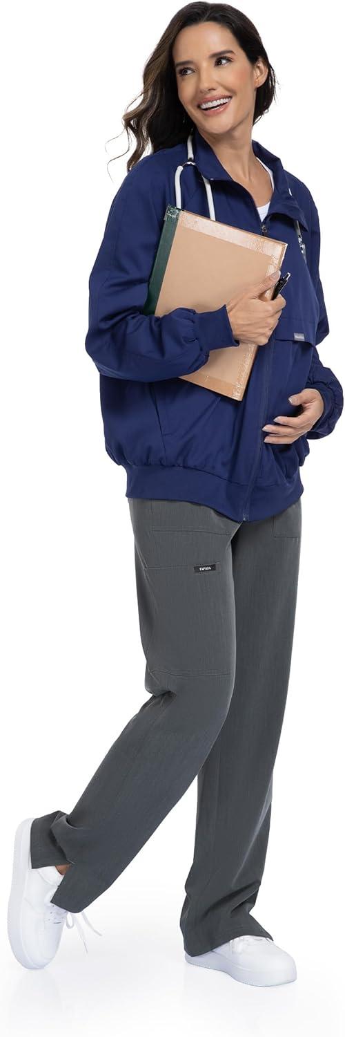 imageTapata Scrub Pants for Petite Women 26quot28quot Inseam Straight Leg Cargo Drawstring Bottoms with 5 PocketsSlate