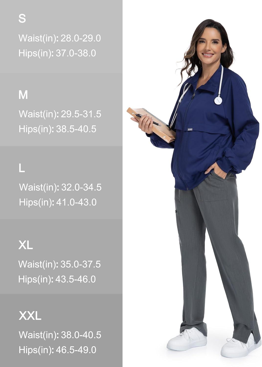 imageTapata Scrub Pants for Petite Women 26quot28quot Inseam Straight Leg Cargo Drawstring Bottoms with 5 PocketsSlate