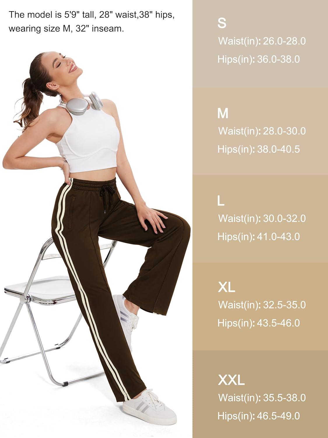 imageTapata Womens 28303234 Inseam Track Pants Loose Straight Leg Jogging Sweatpants WarmUp Sports Athletic RunningBrown