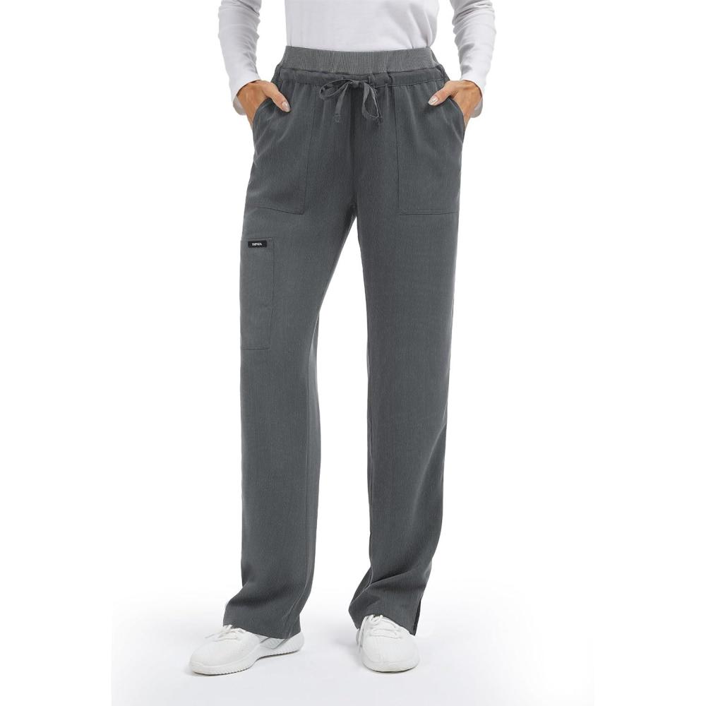 imageTapata Scrub Pants for Petite Women 26quot28quot Inseam Straight Leg Cargo Drawstring Bottoms with 5 PocketsSlate