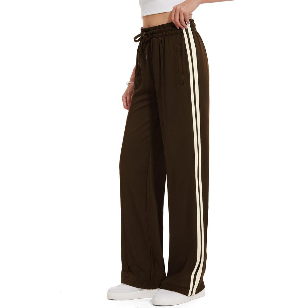 imageTapata Womens 28303234 Inseam Track Pants Loose Straight Leg Jogging Sweatpants WarmUp Sports Athletic RunningBrown