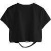 imageAvanova Women Skull Finger Graphic Distressed Tee Shirt Ripped Short Sleeve Crop TopsBlack Ys