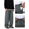 imageTapata Mens RegularLongTall Fleece Lined Baggy Sweatpants Wide Leg Thermal Casual Lounge Sweat Pants with PocketsCharcoal