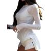 imageAvanova Women Mesh Sheer Long Sleeve Top See Through Sexy Going Out ShirtsWhite