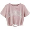 imageAvanova Women Tie Dye Graphic Ripped Tee Shirt Oversized Short Sleeve Distressed Crop TopLetter Pink