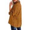 imageAvanova Women 34 Long Sleeve Blouses Dressy Casual Work Business Shirts Mock Neck Leopard Ruffle Tops Leopard Yellow XLarge