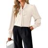 imageAvanova Women Bow Tie Neck Long Sleeve Blouses Tops Dressy Casual Elegant Work ShirtsApricot