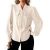 imageAvanova Women Bow Tie Neck Long Sleeve Blouses Tops Dressy Casual Elegant Work ShirtsApricot