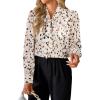 imageAvanova Women Bow Tie Neck Long Sleeve Blouses Tops Dressy Casual Elegant Work ShirtsFloral Beige