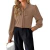 imageAvanova Women Bow Tie Neck Long Sleeve Blouses Tops Dressy Casual Elegant Work ShirtsKhaki