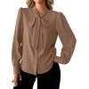 imageAvanova Women Bow Tie Neck Long Sleeve Blouses Tops Dressy Casual Elegant Work ShirtsKhaki