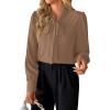 imageAvanova Women Bow Tie Neck Long Sleeve Blouses Tops Dressy Casual Elegant Work ShirtsKhaki