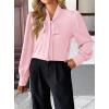 imageAvanova Women Bow Tie Neck Long Sleeve Blouses Tops Dressy Casual Elegant Work ShirtsPink