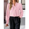 imageAvanova Women Bow Tie Neck Long Sleeve Blouses Tops Dressy Casual Elegant Work ShirtsPink