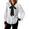 imageAvanova Women Bow Tie Neck Long Sleeve Blouses Tops Dressy Casual Elegant Work ShirtsWhite Black
