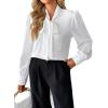 imageAvanova Women Bow Tie Neck Long Sleeve Blouses Tops Dressy Casual Elegant Work ShirtsWhite Kh