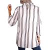imageAvanova Women 34 Long Sleeve Blouses Dressy Casual Work Business Shirts Mock Neck Leopard Ruffle TopsBeige Striped Kh