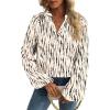 imageAvanova Women Boho Floral Blouses V Neck Top Lantern Long Sleeve ShirtBeige Striped