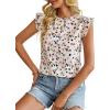 imageAvanova Women Boho Print Blouses Ruffle Cap Sleeve Tops Dressy Casual ShirtsBeige Floral