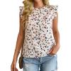 imageAvanova Women Boho Print Blouses Ruffle Cap Sleeve Tops Dressy Casual ShirtsBeige Floral