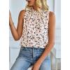 imageAvanova Women Boho Print Sleeveless Blouses Shirts Dressy Casual Ruffle Mock Neck Tank TopsBeige Floral