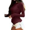 imageAvanova Women Mesh Sheer Long Sleeve Top See Through Sexy Going Out ShirtsBurgundy