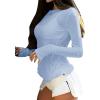 imageAvanova Women Mesh Sheer Long Sleeve Top See Through Sexy Going Out ShirtsLight Blue
