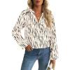 imageAvanova Women Boho Floral Blouses V Neck Top Lantern Long Sleeve ShirtBeige Striped