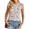 imageAvanova Women Boho Print Blouses Ruffle Cap Sleeve Tops Dressy Casual ShirtsBeige Floral