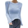 imageAvanova Women Mesh Sheer Long Sleeve Top See Through Sexy Going Out ShirtsLight Blue