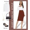imageTapata Womens Office Work Pencil Skirt Stretch High Waist Below Knee Bodycon for Business CasualBrown