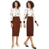 imageTapata Womens Office Work Pencil Skirt Stretch High Waist Below Knee Bodycon for Business CasualBrown