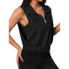 imageAvanova Women Sleeveless Hoodies Half Zip Open Side Activewear Workout Athletic Crop Tank TopBlack