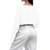 imageAvanova Women Off The Shoulder Crop Tops Long Sleeve T Shirts Oversized Loose TeeWhite