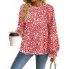 imageAvanova Women Striped Shirt Peplum Babydoll Top Ruffle Long Sleeve BlouseFloral Red