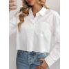 image:imageAvanova Women Striped Button Down Crop Top Collared Neck Long Sleeve Blouses ShirtWhite Kh