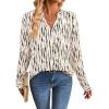 image:imageAvanova Blusas Elegantes para Mujer V Neck Long Sleeve Shirts Fancy Dressy Tops Blouses for WomenApricot Striped