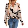 image:imageAvanova Blusas Elegantes para Mujer V Neck Long Sleeve Shirts Fancy Dressy Tops Blouses for WomenBeige Scribble