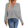 image:imageAvanova Blusas Elegantes para Mujer V Neck Long Sleeve Shirts Fancy Dressy Tops Blouses for WomenBlack Striped