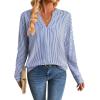 image:imageAvanova Blusas Elegantes para Mujer V Neck Long Sleeve Shirts Fancy Dressy Tops Blouses for WomenBlue Striped