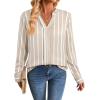 image:imageAvanova Blusas Elegantes para Mujer V Neck Long Sleeve Shirts Fancy Dressy Tops Blouses for WomenKhaki White
