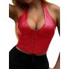 image:imageAvanova Women Sexy Going Out Crop Tops Leather Corset Halter Bustier TopsRed
