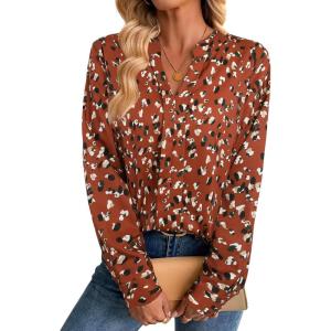 image:imageAvanova Blusas Elegantes para Mujer V Neck Long Sleeve Shirts Fancy Dressy Tops Blouses for WomenRed Floral