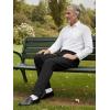 image:imageTapata Mens 283032 Inseam Elastic Waist Pants for Seniors Straight Leg Stretch Slacks for Elderly with Zipper FlyBlack