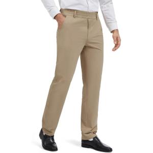 image:imageTapata Mens 283032 Inseam Elastic Waist Pants for Seniors Straight Leg Stretch Slacks for Elderly with Zipper FlyKhaki