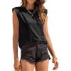 image:imageAvanova Womens Shoulder Pad Tank Top Sleeveless Casual Summer Round Neck TShirt Black Medium